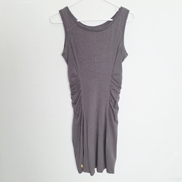 Lole Gray Sleeveless Organic Cotton Ruched Cinched Women's Athletic Dress Size S - Picture 4 of 8